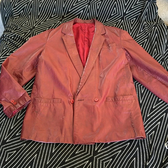 Echtes Leder Wine Red Luxurious NAPPA Leather Jacket Size 50 which fits like  XL - Picture 4 of 12